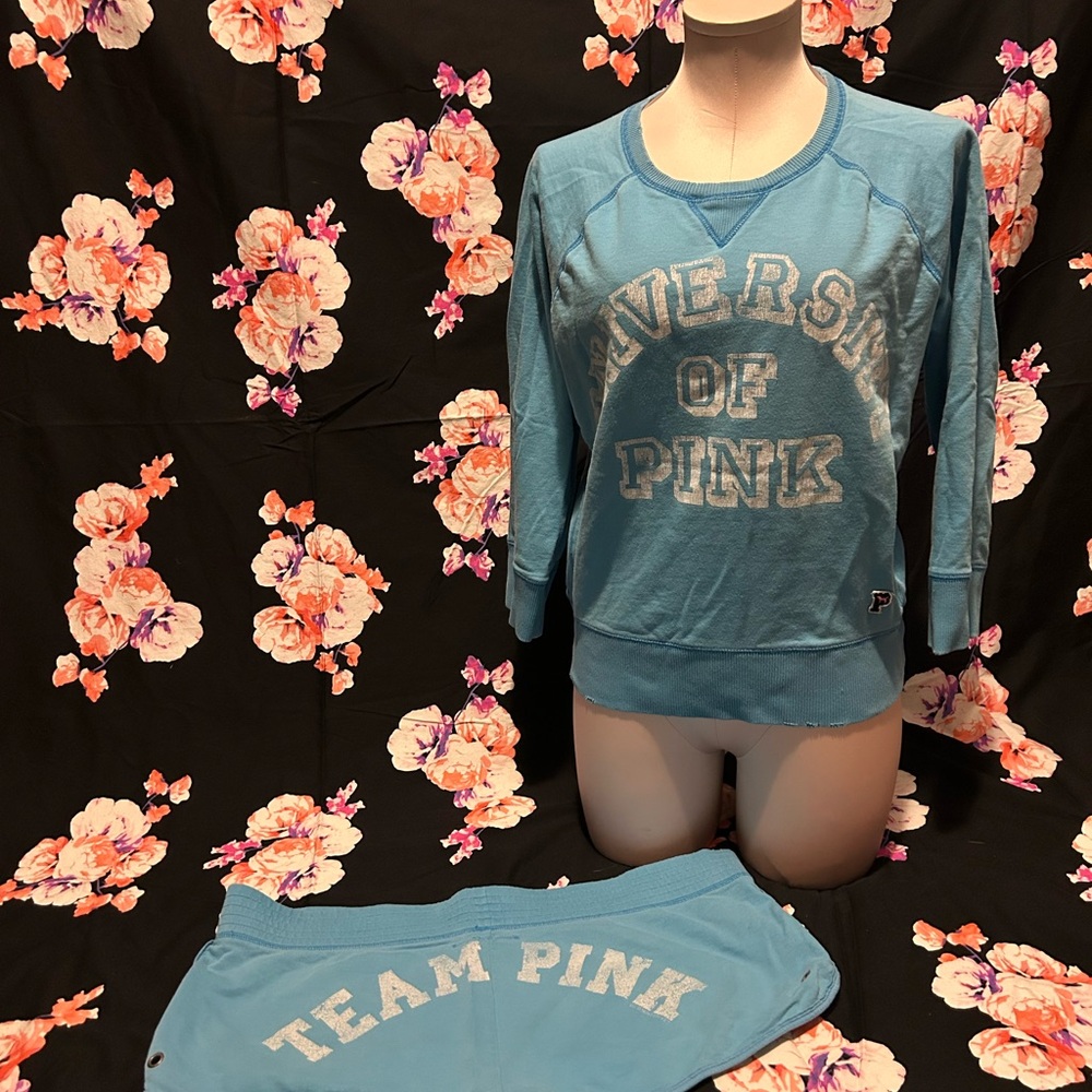 Vintage Team Pink Sweatshirt and Shorts Set